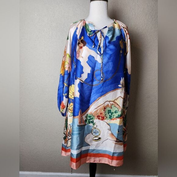 Antonio Melani Raffaella Key Hole Tie Neck Long Sleeve Belted Mini Dress Size XS - Picture 6 of 13